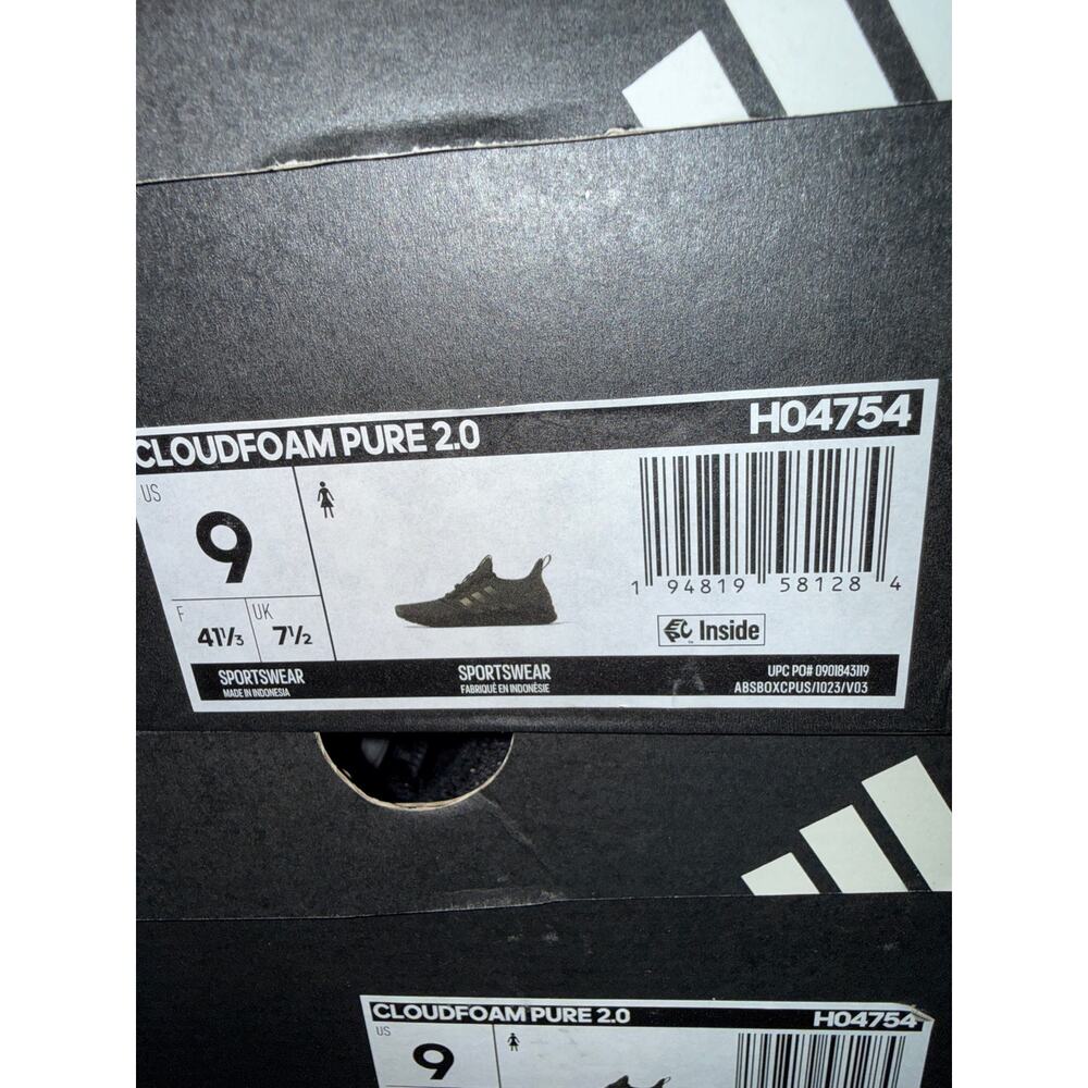 NEW Adidas Cloudfoam Pure 2.0 Shoes Black H04754 Womens Size 9 - Picture 8 of 8